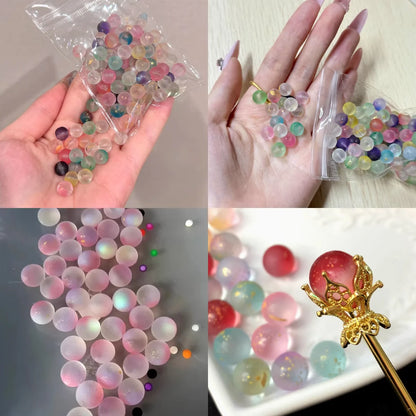 Frosted Round Dot Gold Acrylic Crystal Beads Glass Spacer Loose Beads 8mm For Jewelry Making Bracelet DIY Pen Beads Accessories