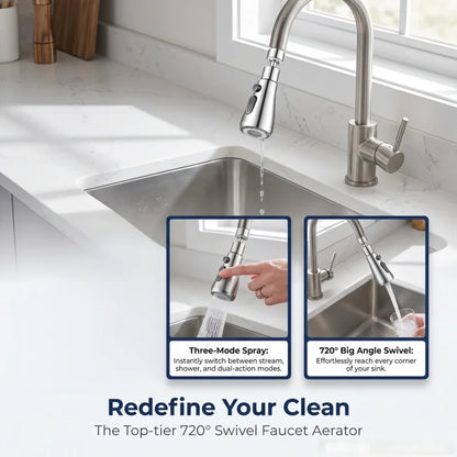 Universal 360° Rotatable Kitchen Faucet Extender Aerator Plastic Splash Filter Bubbler Nozzle for Kitchen Sink Basin