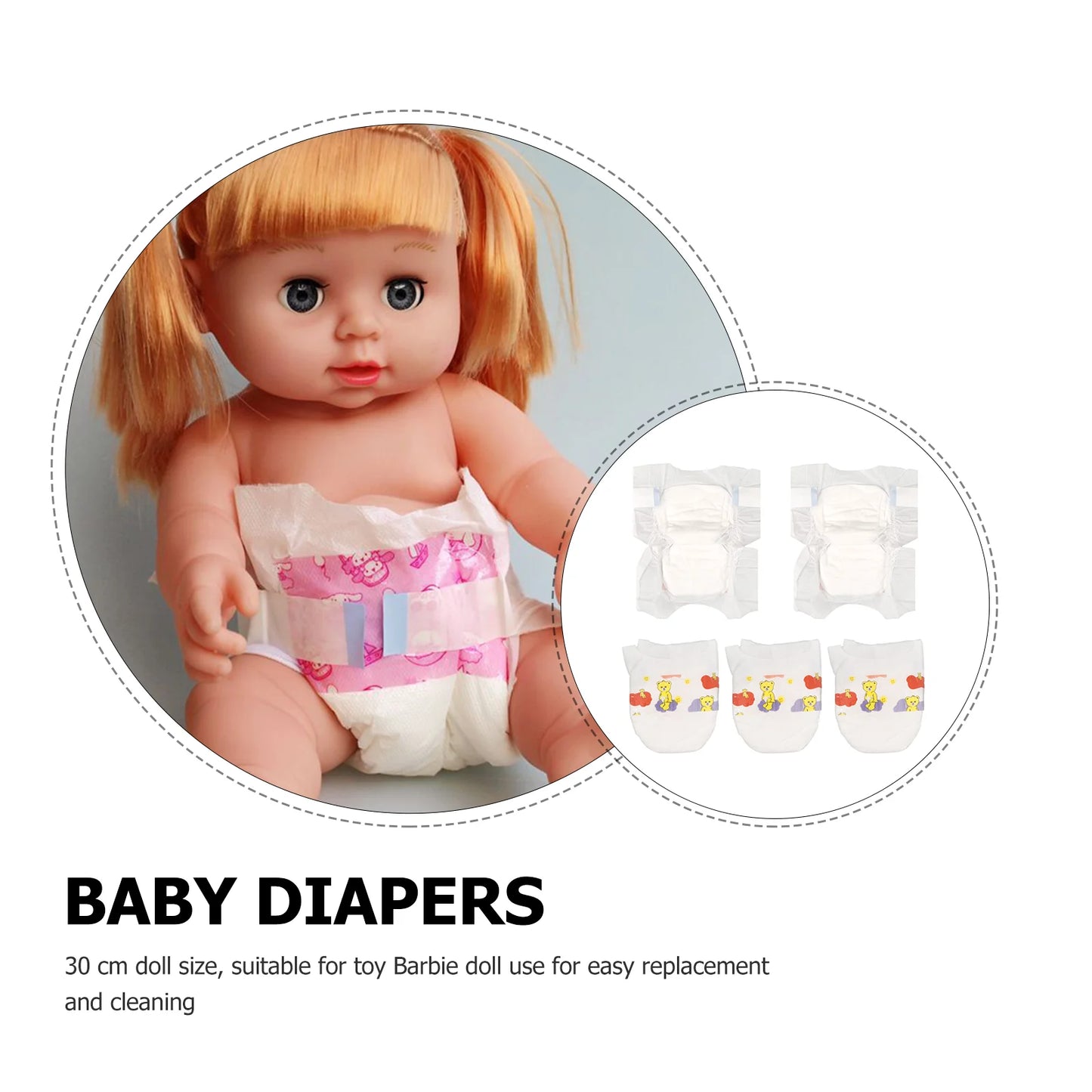 5 Pcs Baby Diapers Reusable Soft Simulation Diapers For Realistic Accessories Barbiedoll Supplies Toy Diapers Babydoll