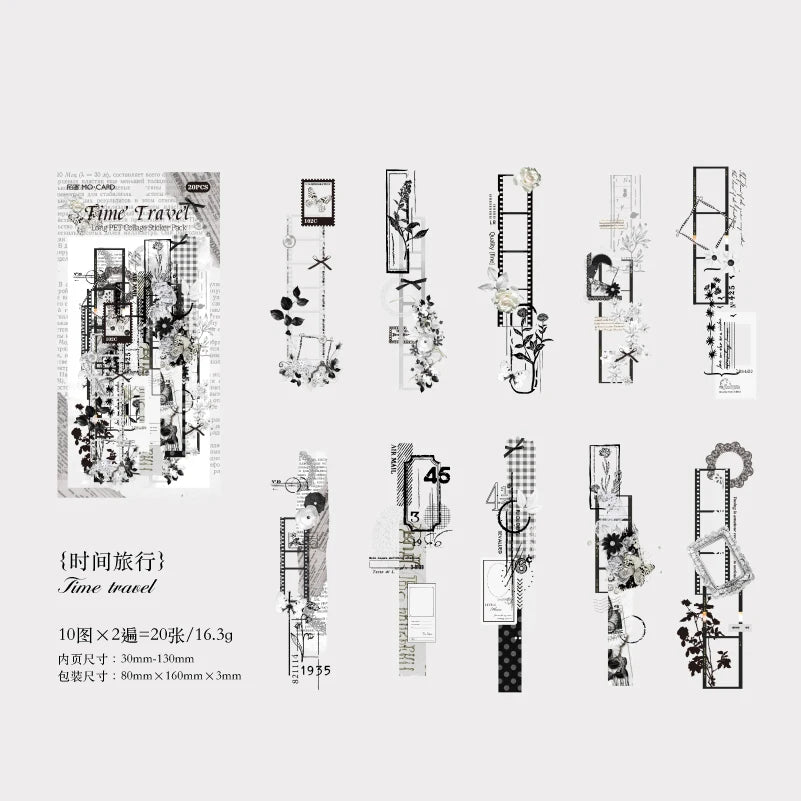 6 styles 20 pcs Paper lab series PET Material  Decorative Diy Diary Album Scrapbooking Material Junk Journal Supplies