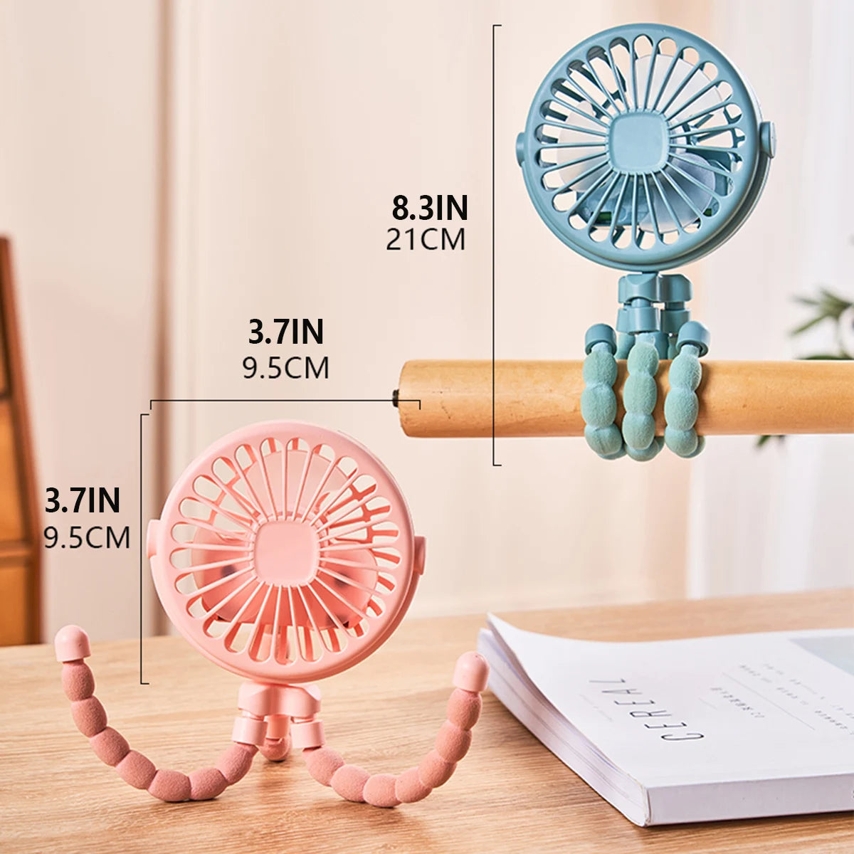 Octopus shape handheld fan standing, hanging and winding 4 forms night light design rechargeable long battery life mini student