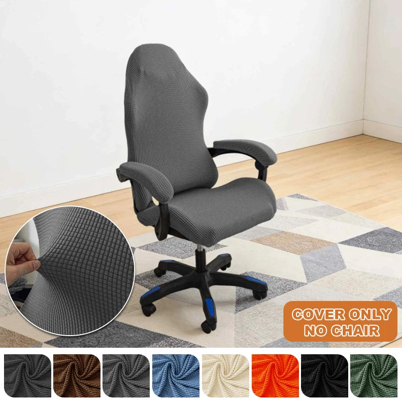 Solid Color Gaming Chair Cover Soft Elasticity Polar Fleece Armchair Slipcovers Computer Seat Chair Covers Stretch Rotating Lift