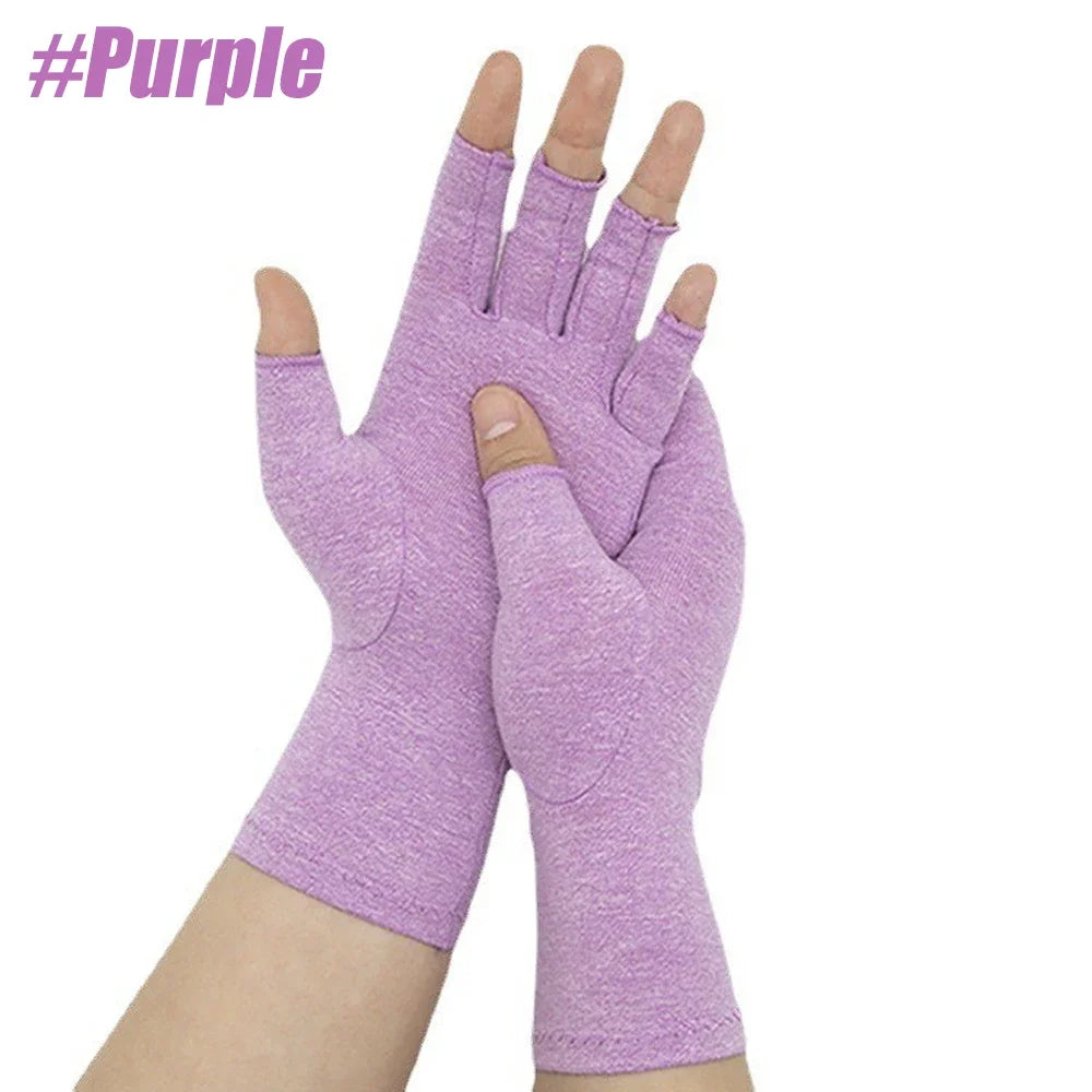 GOMOREON 1 paire de gants pour l'arthrite (femme/homme), syndrome du canal carpien, rhumatismes, tendinites, gants de compression sans doigts pour la main et le pouce