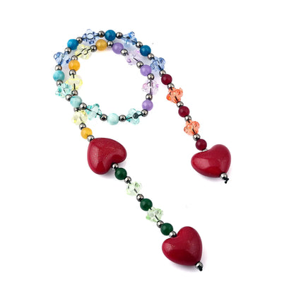 Fashion Key Chain With Red Heart Y2k Style Bag Pendant Cool Trendy Bag Charms Korean Cute Beaded Keychain Ladies Gifts Jewelry