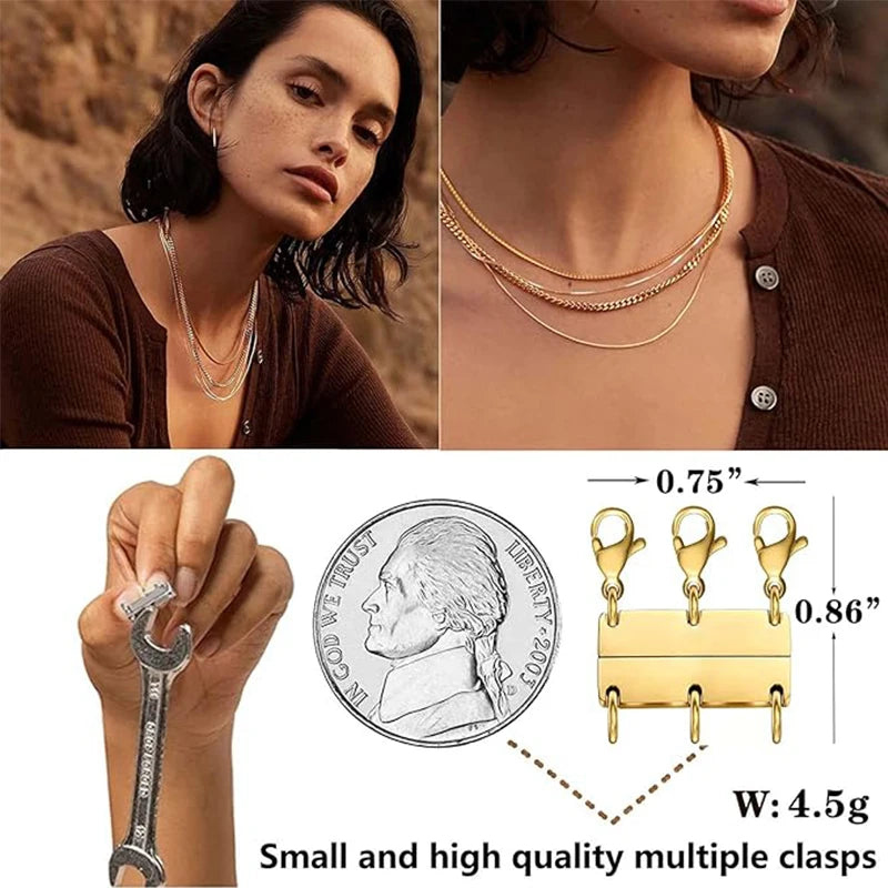 Multi Necklace Layering Clasps Magnetic Necklace Clasp Gold Silver Color Necklace Separator for Layering Necklace Making DIY