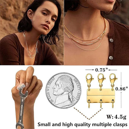 Multi Necklace Layering Clasps Magnetic Necklace Clasp Gold Silver Color Necklace Separator for Layering Necklace Making DIY