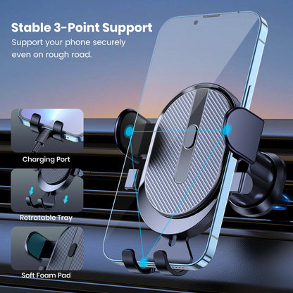 Car Phone Holder Mount, TOPK [2023 Upgrade Auto Locking] Universal Phone Holder with Hook Clip for Car Air Vent