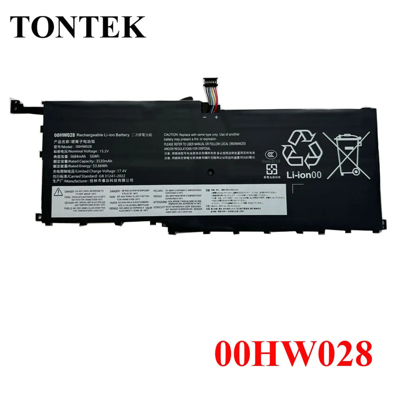 00HW028 00HW029 01AV409 Battery For Lenovo ThinkPad X1 Carbon Gen 4 (2016) X1 Yoga 1st(2016) SB10F46466 01AV439 56WH