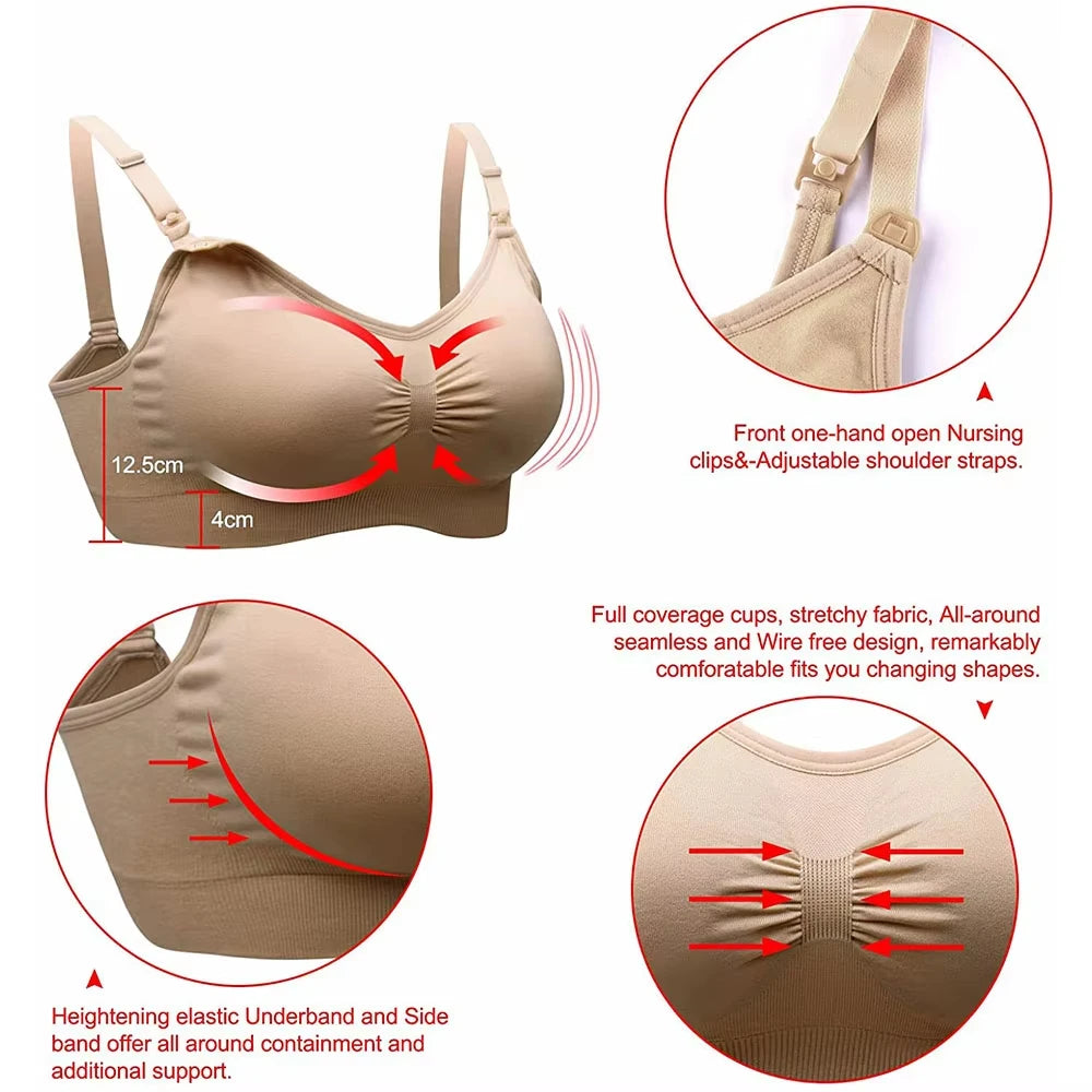 1/2/3PCS No Steel Ring with Sports Pad Bra Breastfeeding Non-sagging Vest-style Pregnant Women's Clothing Underwear Front Buckle