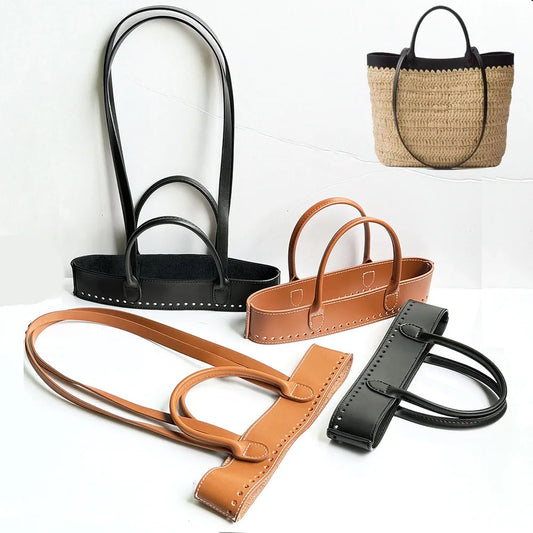 DIY Knitting Crochet Bag Accessories Set Genuine Leather Handles For PRADA Bag Handmade Making Woven Bag DIY Kit