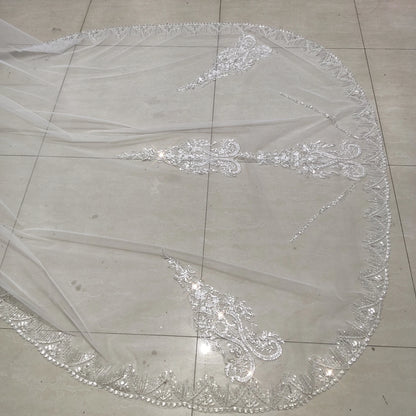 Bridal Wedding Veil Sparkling Pearl Sequins Lace Cathedral Wedding Accessories Hair Accessories 2025 New Veil custom made