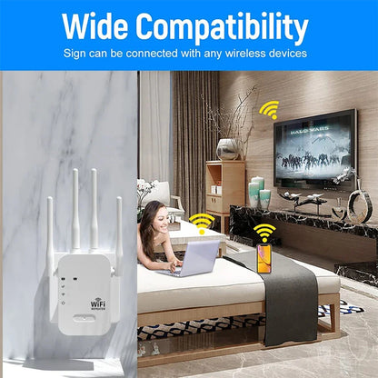 Répéteur WiFi 1200 Mbps, amplificateur de réseau sans fil 5 GHz/2,4 GHz double bande, routeur WiFi longue portée pour la maison