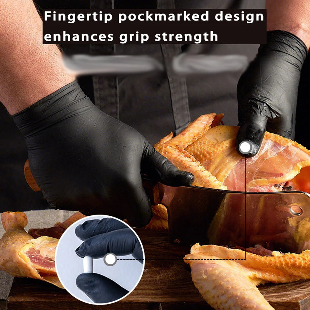 50/100/200/400/1000 Pcs Cleaning Gloves, Nitrile Gloves, Black Food Grade Disposable Gloves, Kitchen Gloves, Dishwashing Gloves