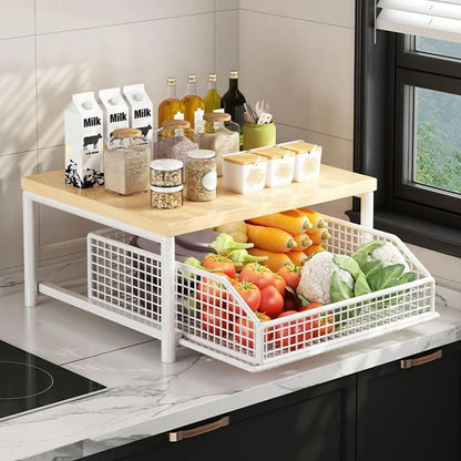 Kitchen Rack 2-Tier Vertical Organizer Rack Household Organizer Shelves for Pantry Kitchen Bathroom Garage Shower Bar Apartment