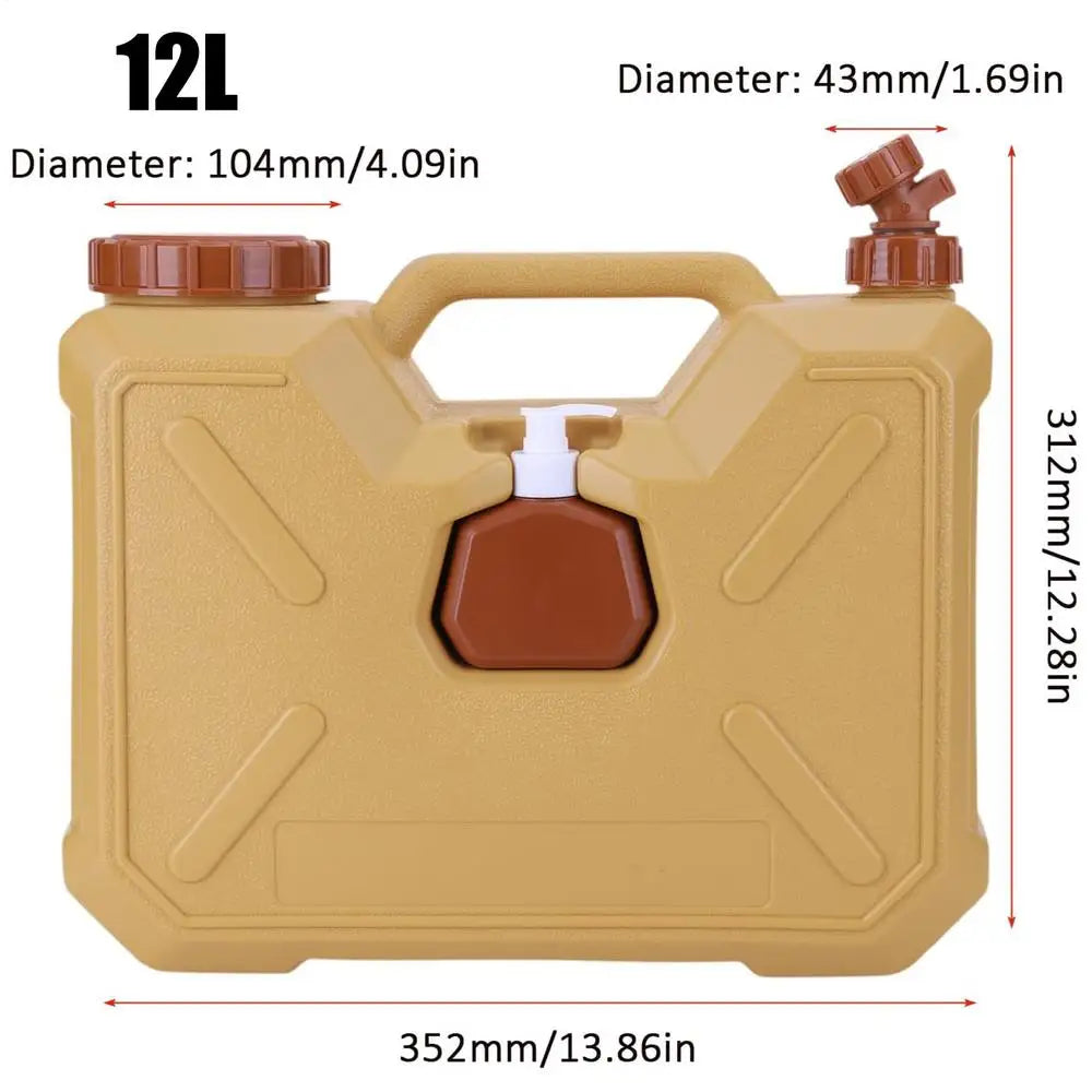 12L Camping Water Tank With Faucet Portable Water Container With Hand Sanitizer Bottle Leak-Proof Water Bucket For Camping