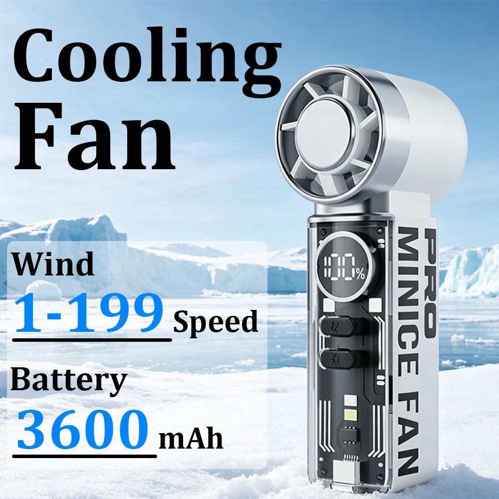 Portable Handheld Mini Fan, Personal Fan with LED Display, USB Rechargeable, Mini Fan with Lanyard for Makeup, Travel, Outdoor