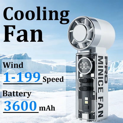 Portable Handheld Mini Fan, Personal Fan with LED Display, USB Rechargeable, Mini Fan with Lanyard for Makeup, Travel, Outdoor