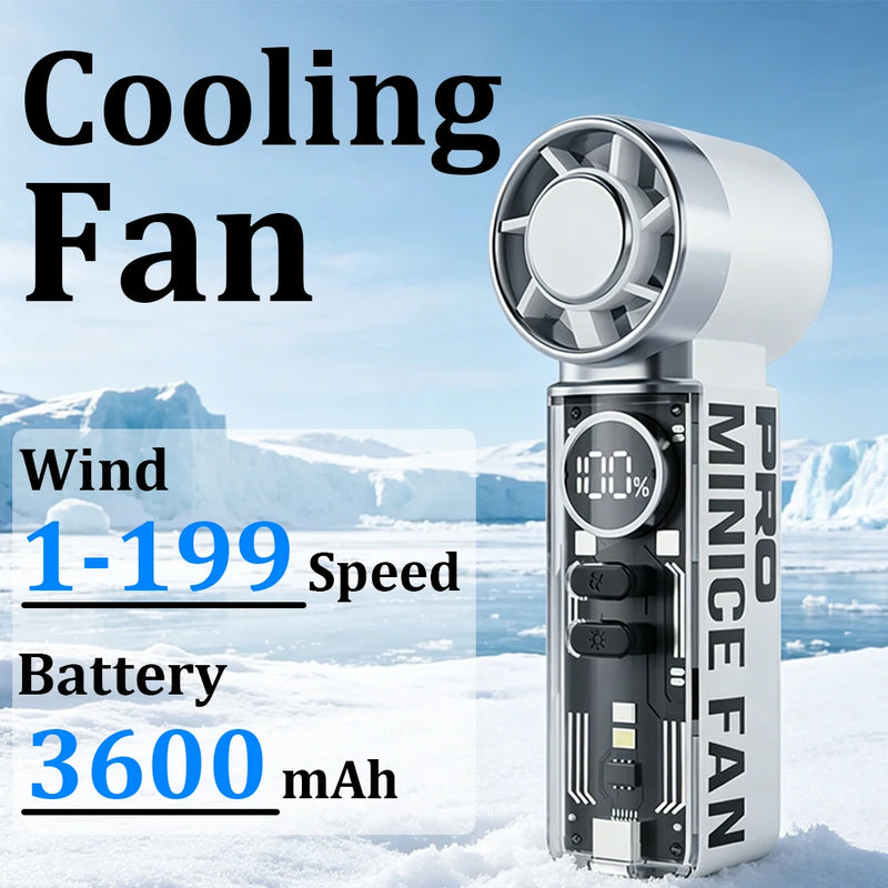 Portable Handheld Mini Fan, Personal Fan with LED Display, USB Rechargeable, Mini Fan with Lanyard for Makeup, Travel, Outdoor