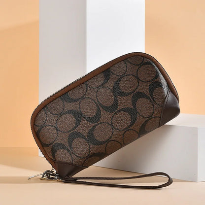 Elegant Floral Print Large Capacity Long Wallet for Women Double Zipper Handbag with Wrist Strap Mobile Phone Storage 2026 Ne...