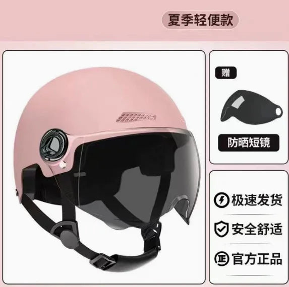 Motorcycle Open Face Helmet with Visor, Safety Scooter Helmet for Electric Bike & Cycling