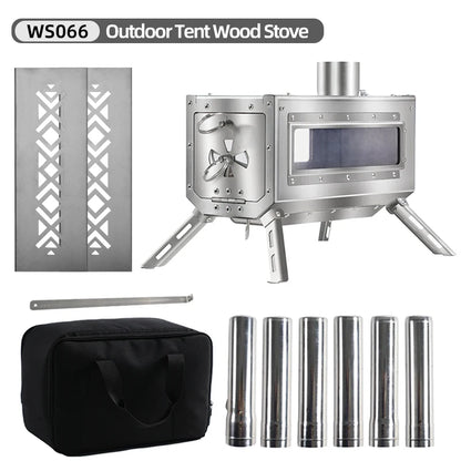 Portable Wood Stove 304 Stainless Steel Camping Tent Stove Outdoor Wood Burning Heater for Hunting Hiking Backpacking
