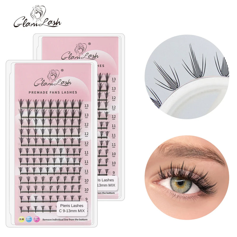 GLAMLASH Comic Spire False Comango Lashes Automatic Flowering Premade Volume Fans Eyelashes Extensions Individual Makeup Tools
