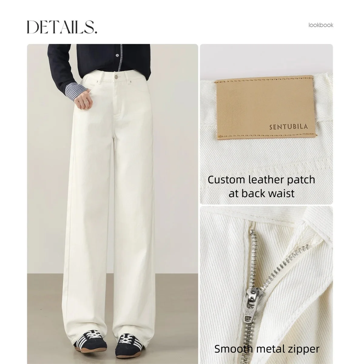 SENTUBILA Straight Jeans Woman Casual High-Waisted Cotton Jeans 2025 Autumn New Collection Pants Women's Clothing W53NA3335
