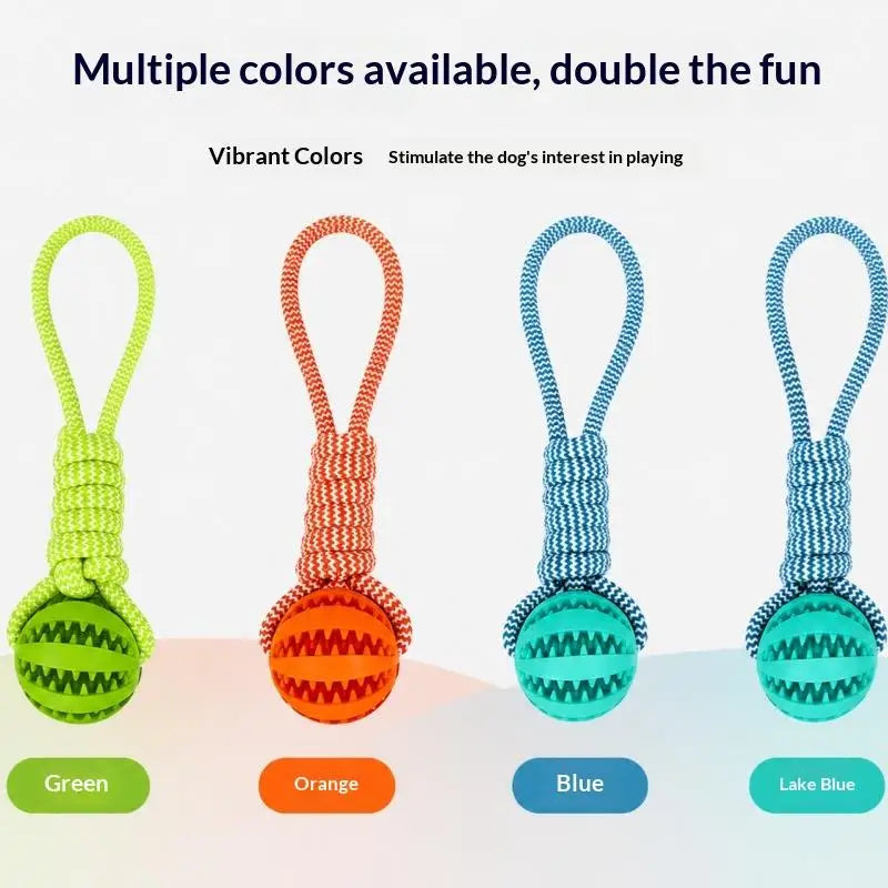 Pet Teeth Cleaning Treat Dispensing Rope Ball Toy, Interactive Tug Rope Chew Toy for Dogs, Slow Feeder Relieve Boredom