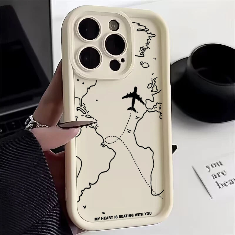 Travel-nspired Airplane Route Desian Case For Xiaomi Mi 11 Lite 5G 4G 14T 14 13T 13 12T 12 Poco X6 X5 X3 F5 F6 M6 Pro Soft Cover