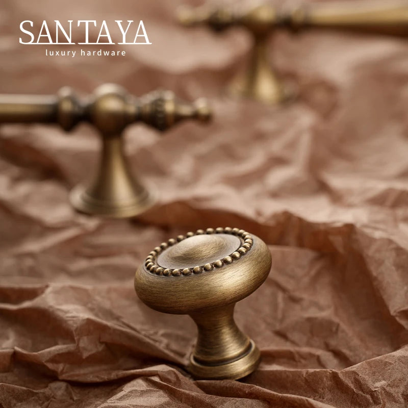 Santaya Bronze Solid Antique Brass Cabinet Handles Wardrobe Pull Cupboard Door Knob Kitchen Cabinet Handles Bronze Pulls