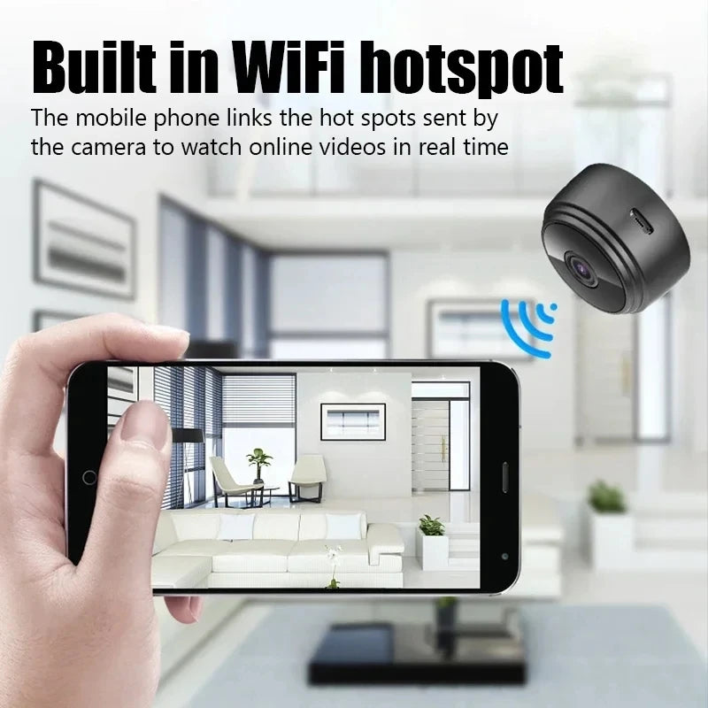 Mini caméra WiFi A9 : enregistreur vidéo sans fil, caméra de sécurité et de protection, caméra de surveillance intelligente pour la maison, idéale pour les bébés et les animaux domestiques.