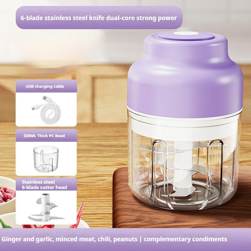 320ML Electric Garlic Grinder, Vegetable Chopper, Food Processor, USB Mini Garlic Grinder, Portable Small Food Processor