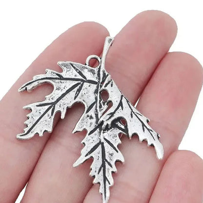5pcs Antique Silver Color Large Tribal Branch Leaf Charms For DIY Fashion Necklace Jewellery Making Findings Accessories