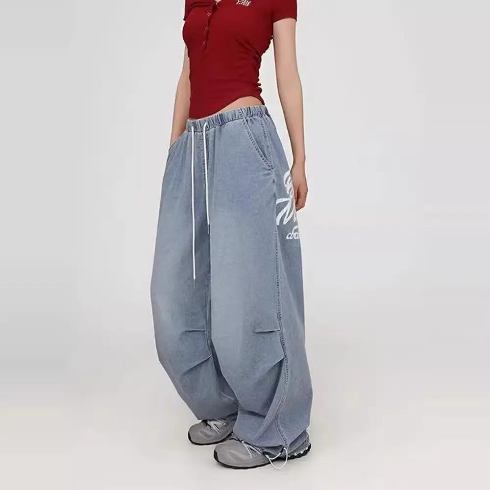 Street Dance Trendy Blue Hip-hop Retro Jeans Women's Versatile American Dancing Pants Jazz Casual Pants Woman Clothes Ladies Y2k