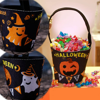 Halloween Theme Candy Bucket Bag Portable Candy Basket Kids Trick or Treat Bucket Halloween Party Decoration Supplies