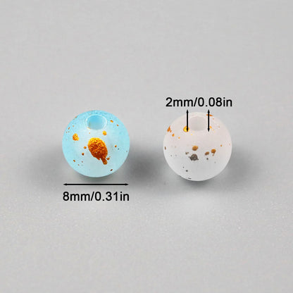Frosted Round Dot Gold Acrylic Crystal Beads Glass Spacer Loose Beads 8mm For Jewelry Making Bracelet DIY Pen Beads Accessories