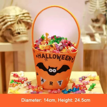 Halloween Theme Candy Bucket Bag Portable Candy Basket Kids Trick or Treat Bucket Halloween Party Decoration Supplies
