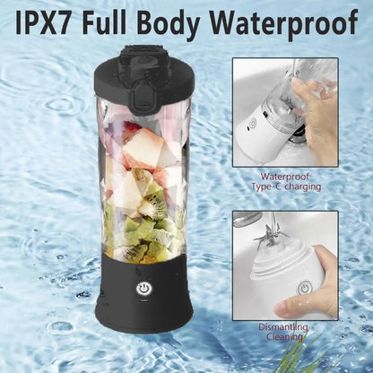 Portable blender with 20oz cup, USB-C rechargeable, self-cleaning, cordless for smoothies, gym, office.