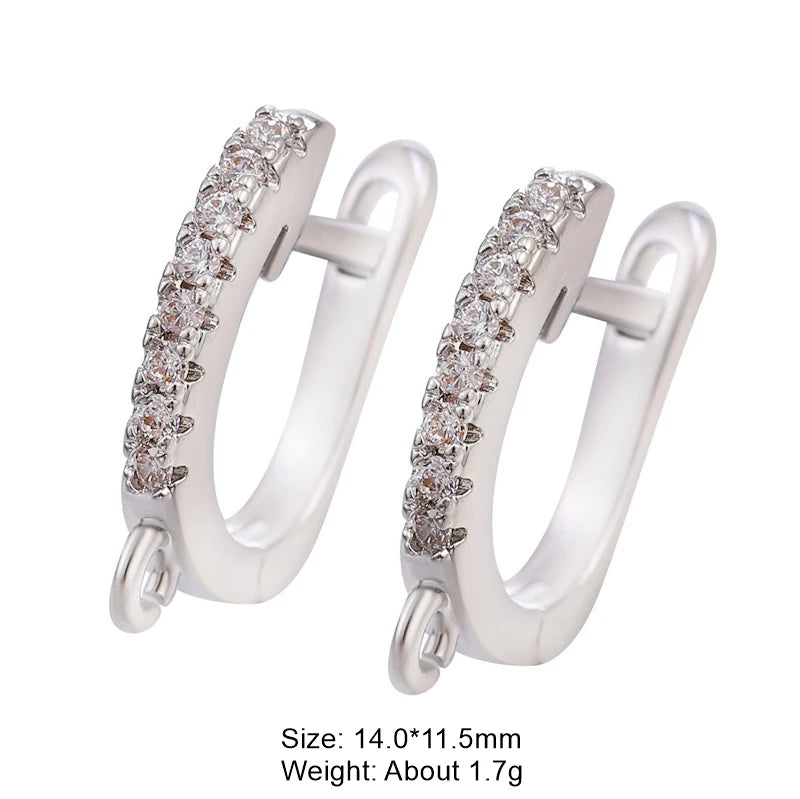 Juya 18K Gold Silver Plated Fastener Bales Fixture Earring Hook Locks For DIY Women Fashion Crystal Agate Charms Earrings Making