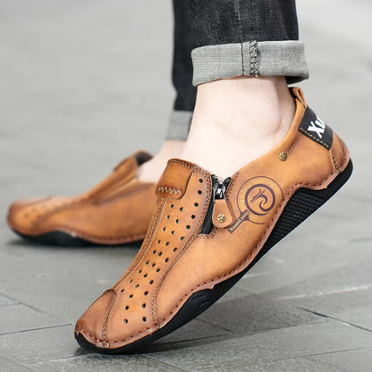 Men Casual Shoes Leather Outdoor Walking Shoes Fashion Male Leisure Vacation Soft Driving Shoes Sneakers Breathable Men's Shoes