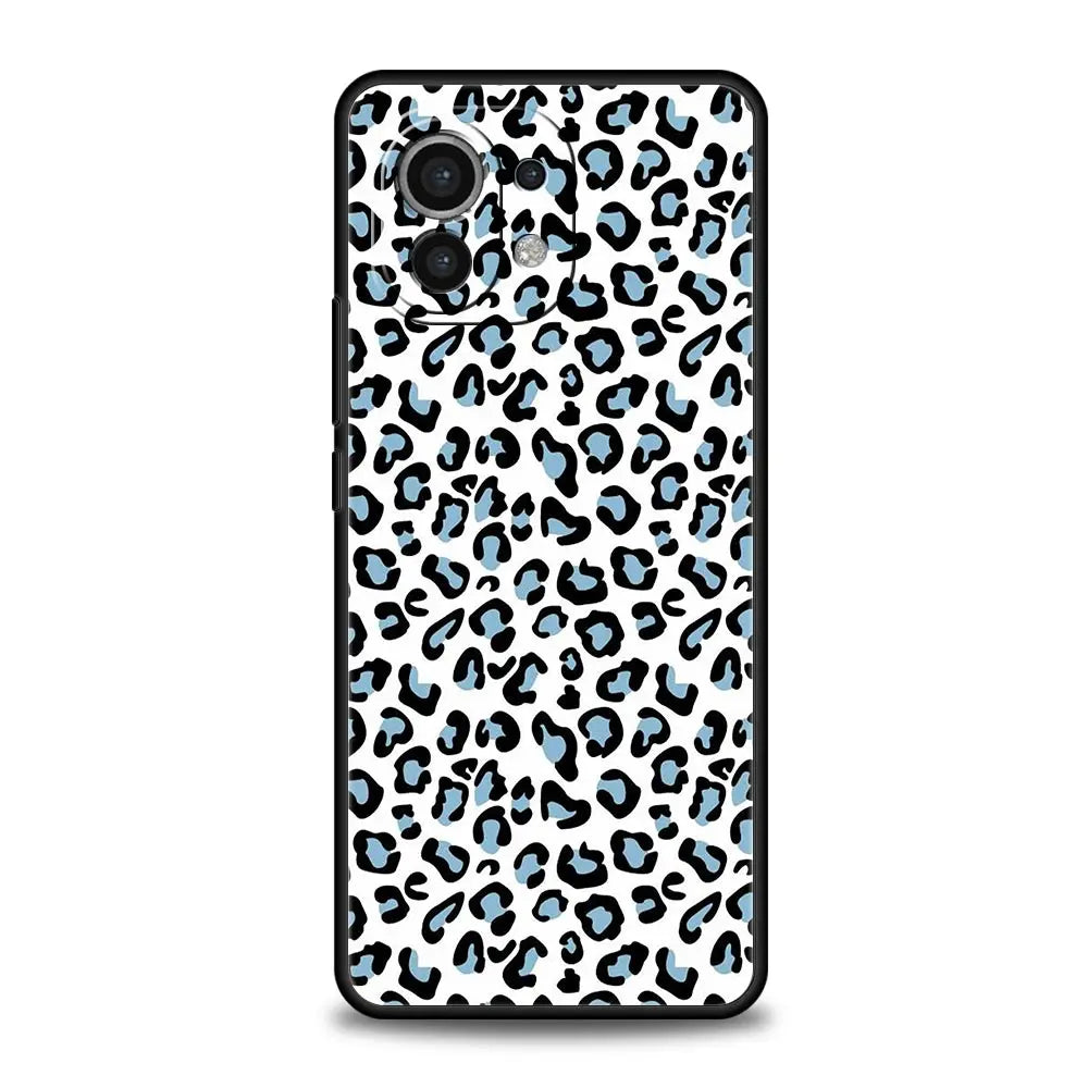 Phone Case For Xiaomi Mi 14 13 12 11 Lite 13T 12T 11x 11T 10T Pro 9T Note 10 Lite Silicone Black Cover Leopard Cheetah print