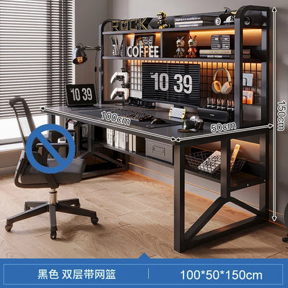 Storage Desktop Gaming Table European Wooden Computer Desks Home Office Furniture Student Writing Desk Integrated Desk Bookshelf