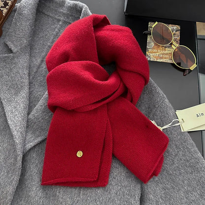 100% Wool Winter Scarf For Women Long Warm Cashmere Scarves Hijab Solid Lady Shawl Wrap Female Pashmina Bandana Head Scarfs New