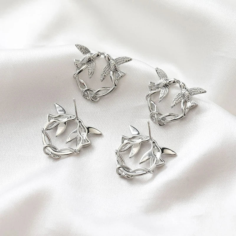 1Pair Fashion Trend Charm Creative Lovebirds Earrings Cute Simple Handmade Earrings For Women Girls Jewelry Accessories Gifts