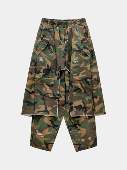 Streetwear Camouflage Harem Pants Sexy Women High Street Ripped Camo Fashion Trousers