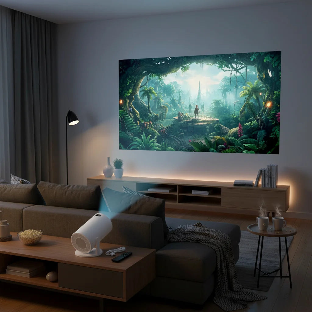 Portable Projector Home Theater Movie Video Projector Multi Ports Low Noise 240° Rotation Small WiFi Video Projector