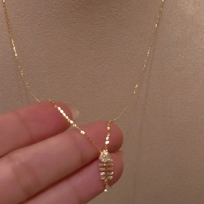 Exquisite sparkling diamonds inlay small fishbone pendant fine necklace high-end suitable for daily art choker charms jewelry