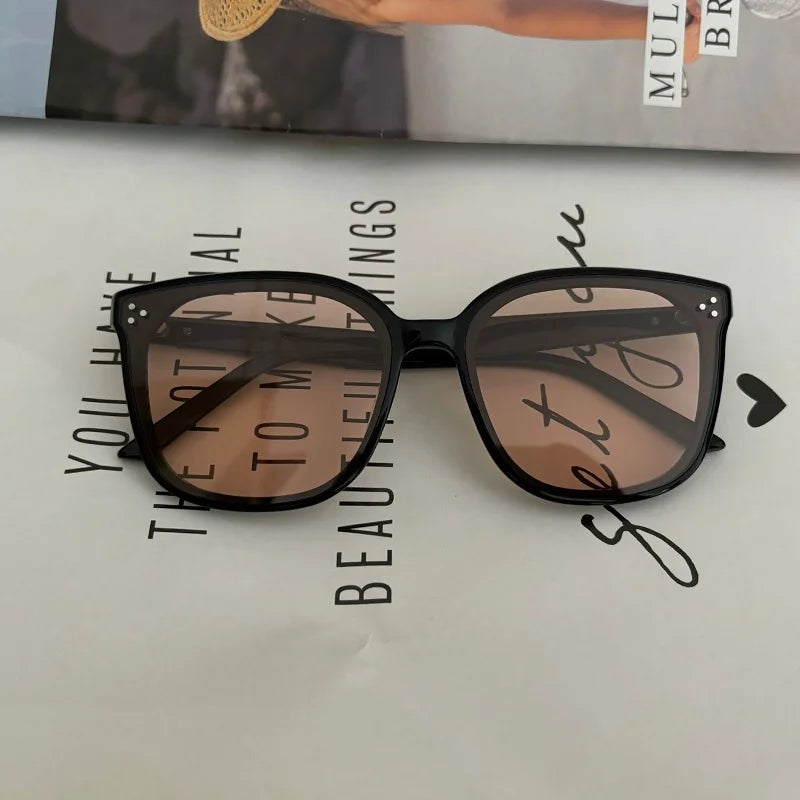 GAMBLE MONSHER Driving Sunglasses Women's UV Protection Large Small Faces Sunscreen Fashionable round Frame Glasses