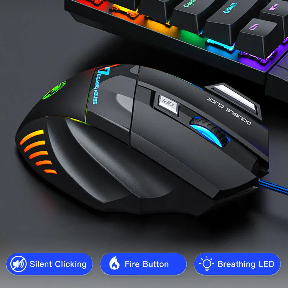 USB Wired Gaming Mouse Generation Ergonomic Gaming Mouse 4keys 2400DPI Mouse RGB backlit High-Precision Optical Sensor Mouse