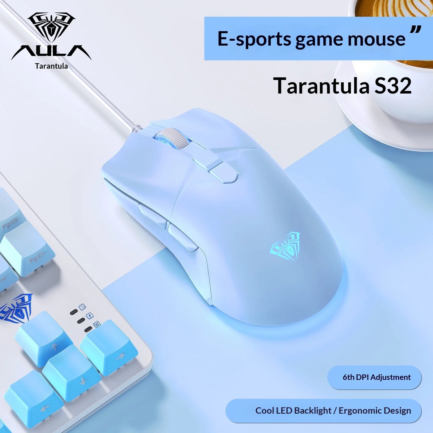 Gaming Mouse S32 Wired Ergonomic Design Rgb Backlit Universal For Laptop Desktop Pc Office Computer Peripheral